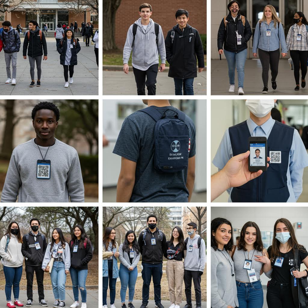 온카스터디 캠퍼스 보안 시스템, QR 코드 기반의 디지털 신원 인증을 사용하는 학생들의 모습